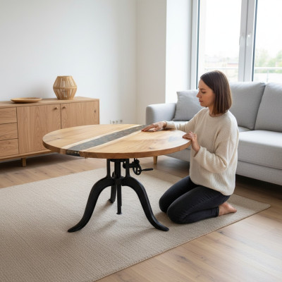 Round dining table epoxy resin meeting table conference table solid
