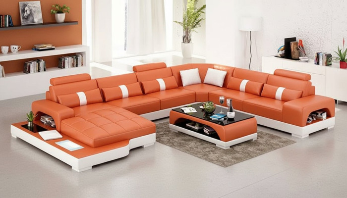 Corner sofa, upholstered corner sofa, U-shaped modern sofa, leather sofa, designer sofa