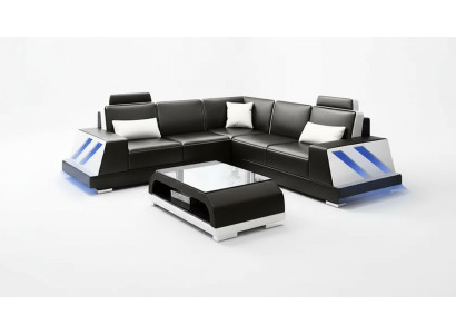 Corner sofa illuminated LED couch sofa upholstered corner suite sofa sets coffee table