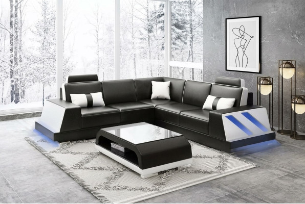 Leather sofa corner couch upholstered suite sofa couch corner suite living landscape upholstery