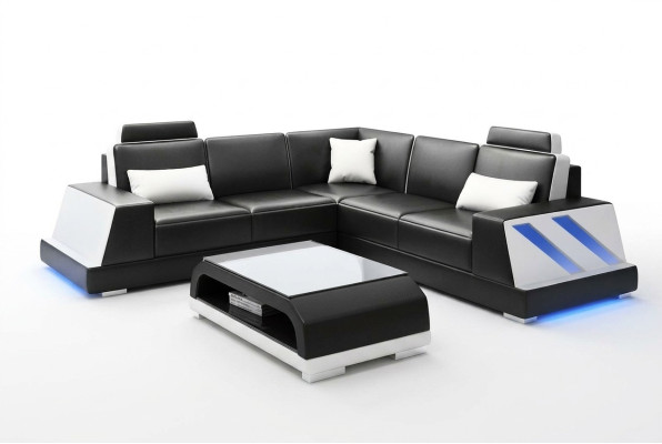Leather sofa corner couch upholstered suite sofa couch corner suite living landscape upholstery