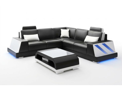 Leather sofa corner couch upholstered suite sofa couch corner suite living landscape upholstery