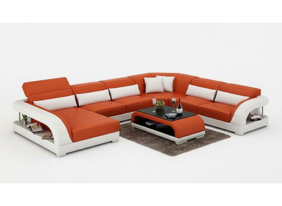Sectional sofa U-shape, modern sofa, leather sofa, couches, upholstered designer sofas, table, 2-piece.