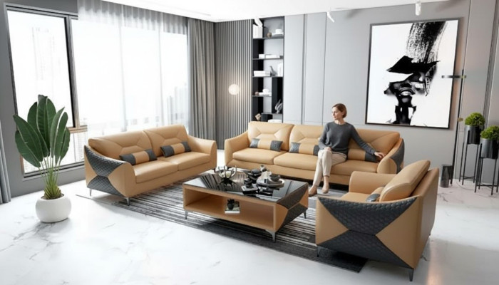 Modern sofa suite 321 seater coffee table set leather group 4-piece