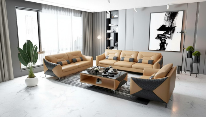 Modern sofa suite 321 seater coffee table set leather group 4-piece