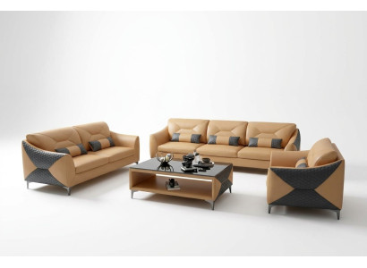Modern sofa suite 321 seater coffee table set leather group 4-piece