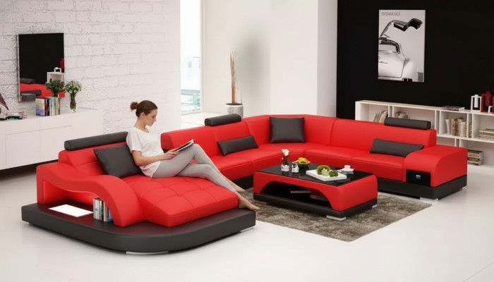 Sectional sofa, U-shaped, armchair, coffee table, modern sofa, leather sofa, sectional sofa, upholstery, 2-piece set