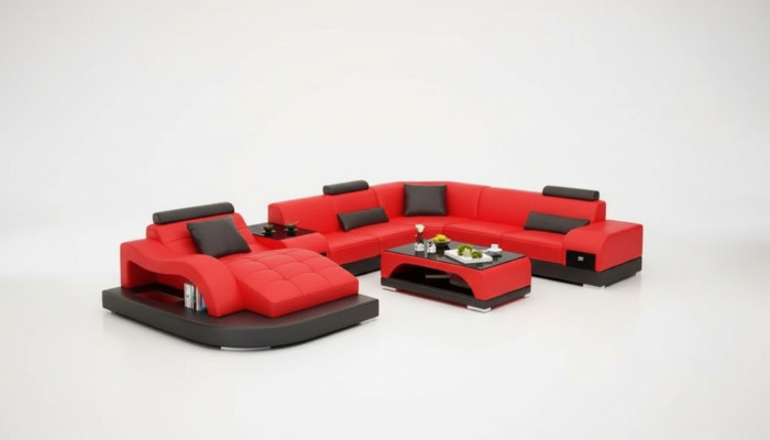 Sectional sofa, U-shaped, armchair, coffee table, modern sofa, leather sofa, sectional sofa, upholstery, 2-piece set
