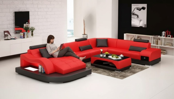 Sectional sofa U-shape armchair coffee table modern sofa leather sofa sectional sofa cushions 2-piece set