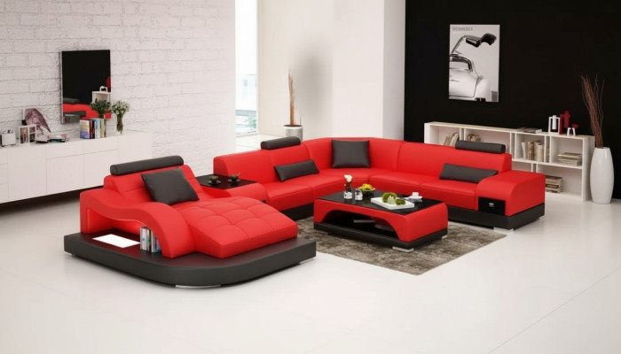 Sectional sofa U-shape armchair coffee table modern sofa leather sofa sectional sofa cushions 2-piece set