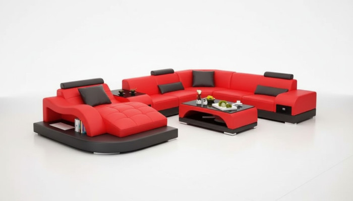 Sectional sofa U-shape armchair coffee table modern sofa leather sofa sectional sofa cushions 2-piece set