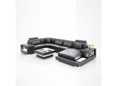 Corner sofa living landscape corner couch coffee table sofa U-shape leather sofa couch 2-piece new