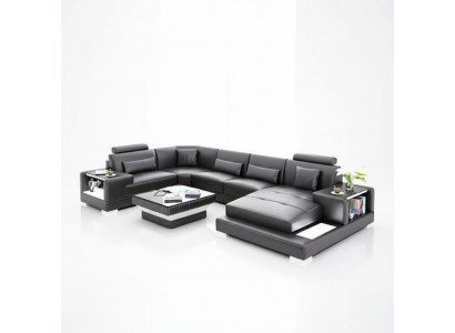 Corner sofa living landscape corner couch coffee table sofa U-shape leather sofa couch 2-piece new