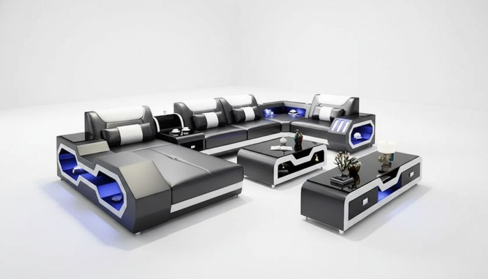 Corner sofa U-shape coffee table sideboard leather sofa living room furniture designer sofa set