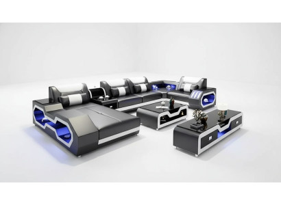 Corner sofa U-shape coffee table sideboard leather sofa living room furniture designer sofa set