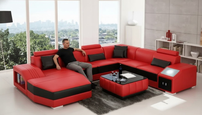 Leather sofa designer sofa corner sofa U-shaped modern sofa leather sofa corner sofa upholstery