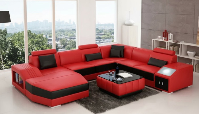 Leather sofa designer sofa corner sofa U-shaped modern sofa leather sofa corner sofa upholstery
