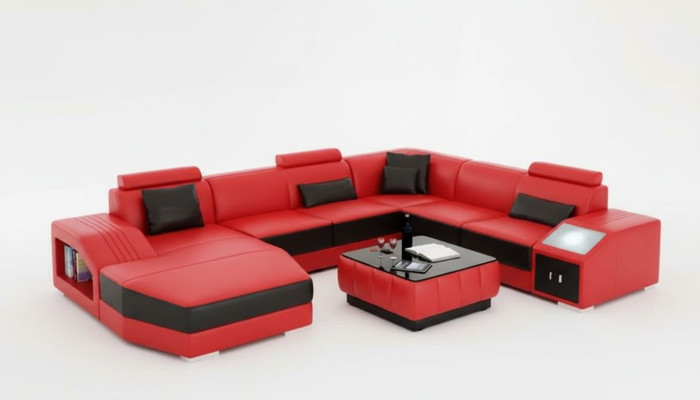 Leather sofa designer sofa corner sofa U-shaped modern sofa leather sofa corner sofa upholstery