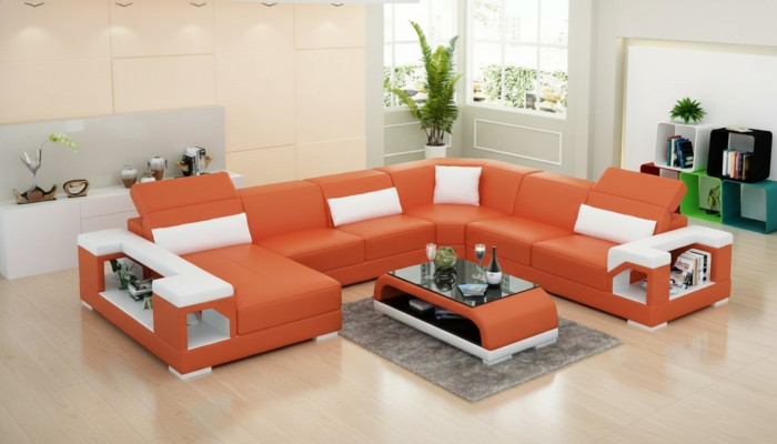 Corner sofa, living landscape, corner couch, corner suite, upholstered sofa, U-shaped leather sofa, couch.
