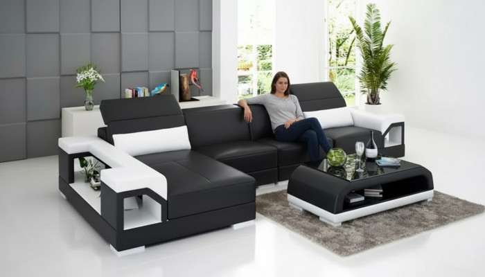 Corner sofa upholstered corner sofa modern L-shape coffee table sofa living landscape 2-piece. New