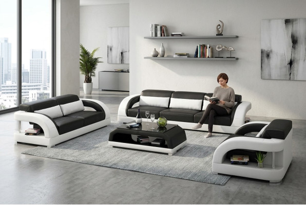 Leather sofa set 3+2+1 seater + coffee table leather sofa modern sofa