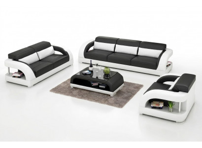 Leather sofa set 3+2+1 seater + coffee table leather sofa modern sofa