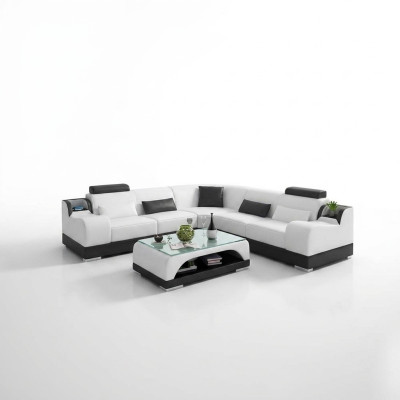 Modern sectional sofa, corner couch design, living room furniture, leather upholstery couch
