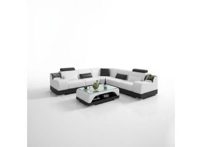 Modern sectional sofa, corner couch design, living room furniture, leather upholstery couch