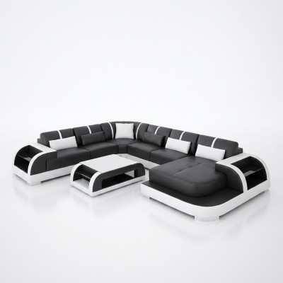 Living room leather XXL couch sofa landscape modern designer upholstery