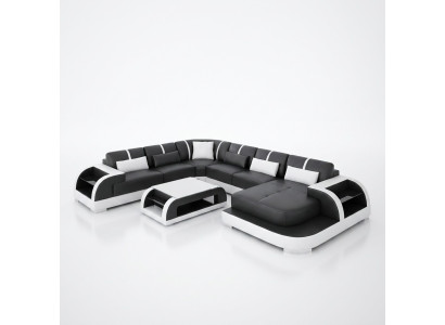 Living room leather XXL couch sofa landscape modern designer upholstery