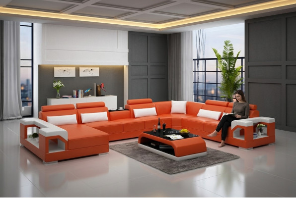 Design corner sofa living room furniture decor modern corner couch leather upholstery couch