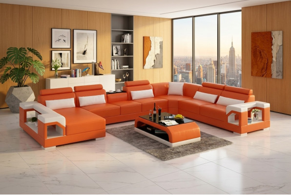 Design corner sofa living room furniture decor modern corner couch leather upholstery couch