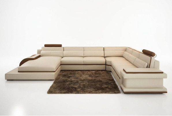 Modern living room design corner sofa furniture leather upholstered corner couch