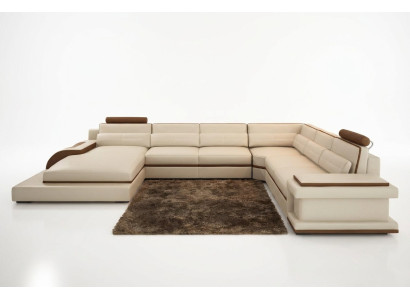 Modern living room design corner sofa furniture leather upholstered corner couch