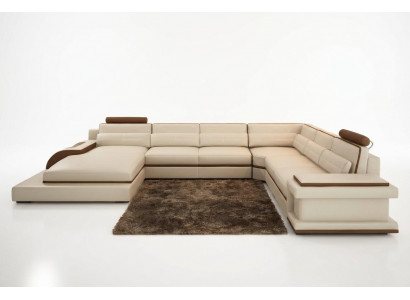 Modern living room design corner sofa furniture leather upholstered corner couch