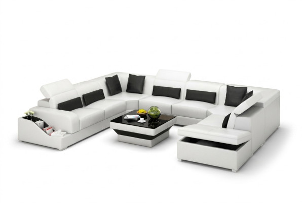 Living room leather XXL couch sofa landscape modern designer corner upholstery