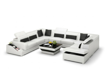 Living room leather XXL couch sofa landscape modern designer corner upholstery