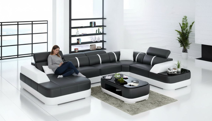 Leather XXL couch sofa living room landscape modern designer corner upholstery