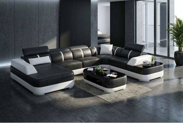 Leather XXL couch sofa living room landscape modern designer corner upholstery