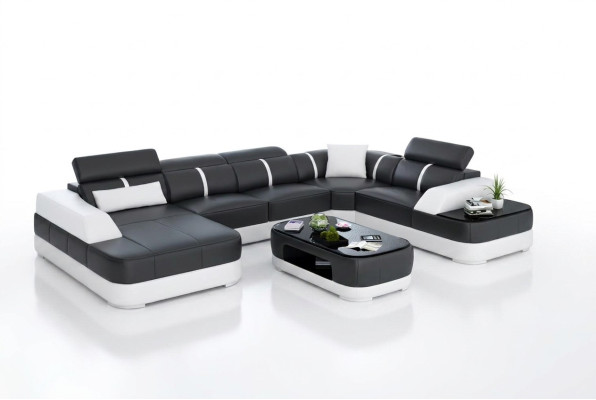 Leather XXL couch sofa living room landscape modern designer corner upholstery