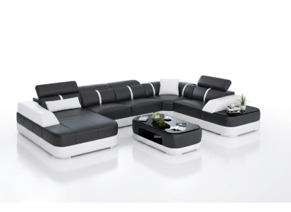 Leather XXL couch sofa living room landscape modern designer corner upholstery