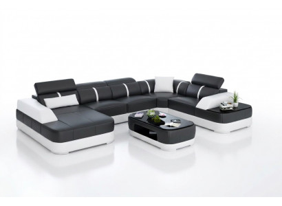 Leather XXL couch sofa living room landscape modern designer corner upholstery