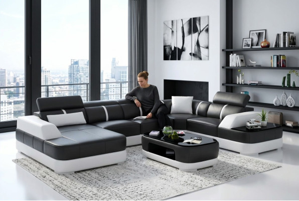 Modern corner sofa design living room corner couch leather cushion couch sofa