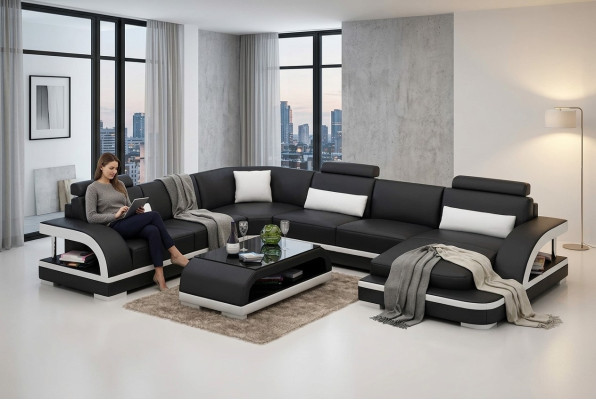Design corner sofa living room decor furniture modern corner couch leather upholstered couch