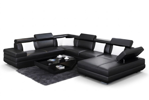 Sofa living room leather XXL couch upholstery landscape modern designer