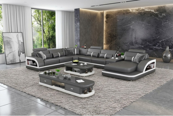 Living room landscape couch upholstery sofa set 3-piece set coffee table sideboard