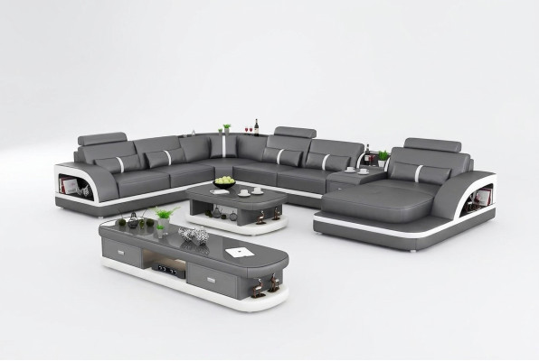 Living room landscape couch upholstery sofa set 3-piece set coffee table sideboard