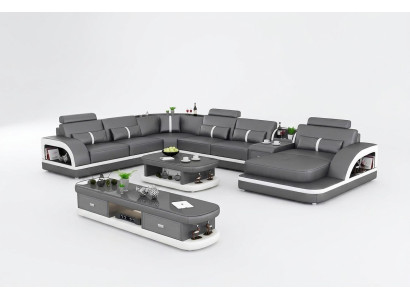 Living room landscape couch upholstery sofa set 3-piece set coffee table sideboard