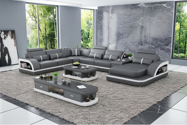 Living room leather XXL couch sofa upholstery landscape modern designer