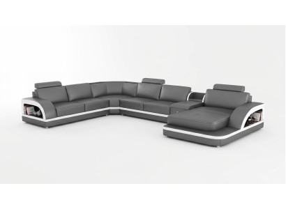 Living room leather XXL couch sofa upholstery landscape modern designer